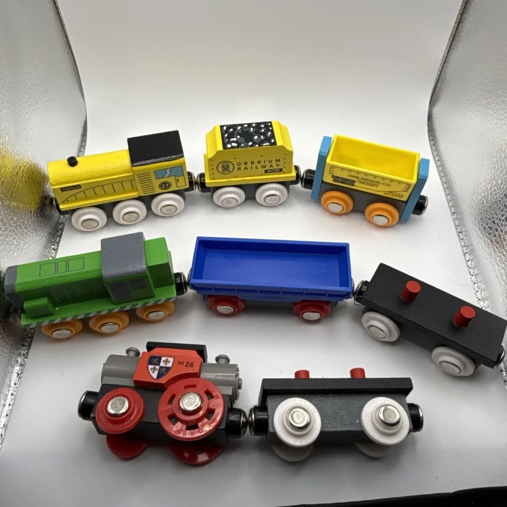 Orbrium Wooden Train Cars Lot Brio Thomas Compatible Lot Of 8 EUC